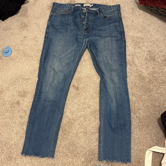 Topman  Stretch skinny loose hem ankle style high waisted jeans  Sz 32 - Picture 12 of 14